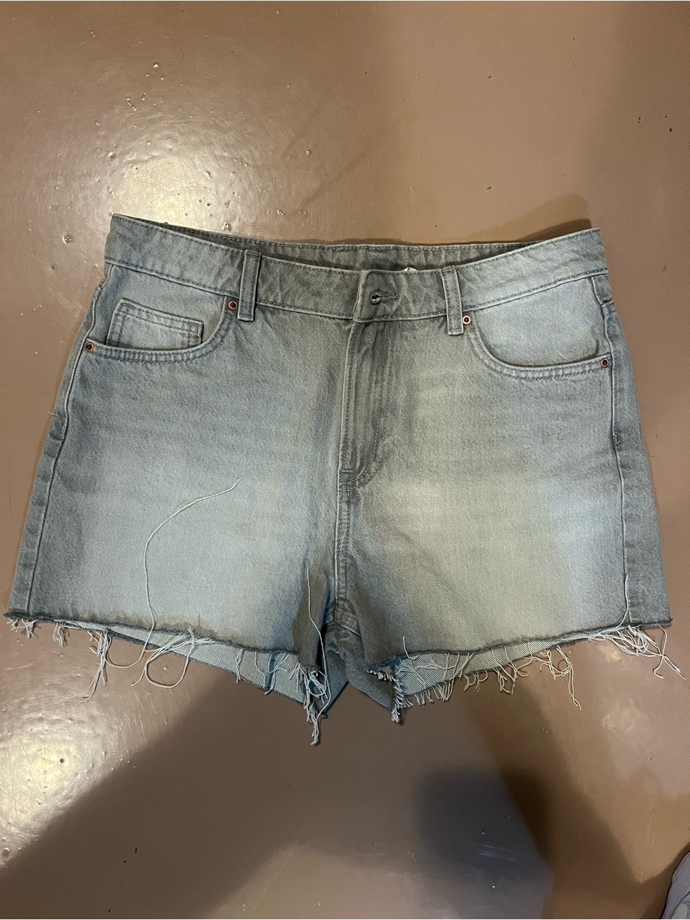 H&M Light Blue Denim Cutoff Shorts with Frayed Hem
